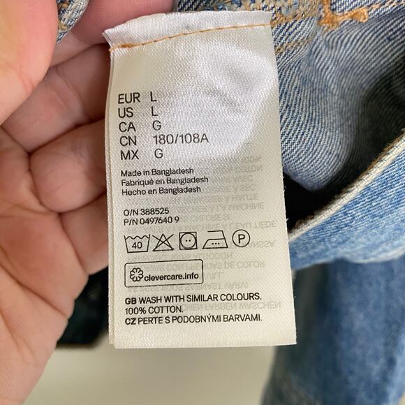 H&M Men's Medium Wash 100% Cotton Denim Jacket Size Large - Picture 5 of 9